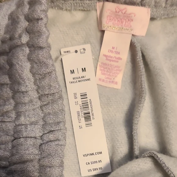 LoveShackFancy Gray Wide Leg Sweatpants with Pink Accents - Picture 9 of 14